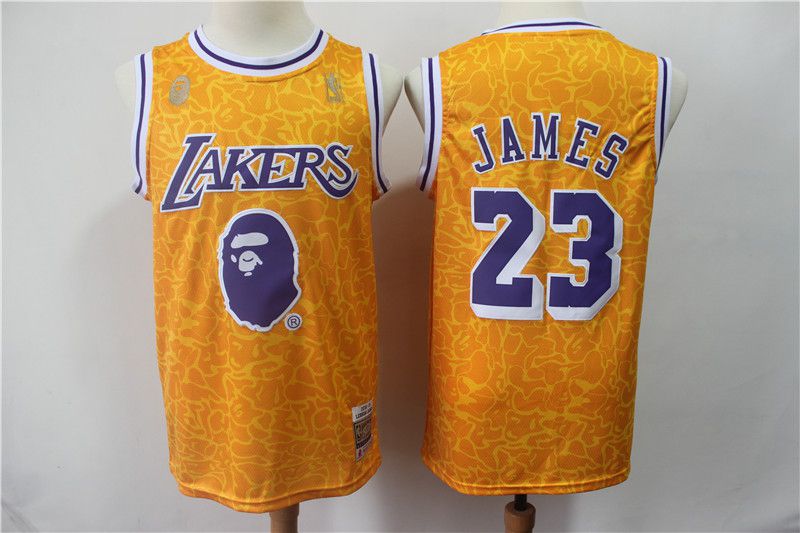 Men Los Angeles Lakers 23 James Yellow Nike Game NBA Jerseys